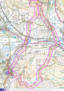 Map of the route up to Wolf's Pit then out to Wunn Hill and back