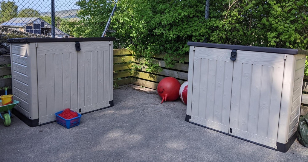 The two outdoor stage units in the playground