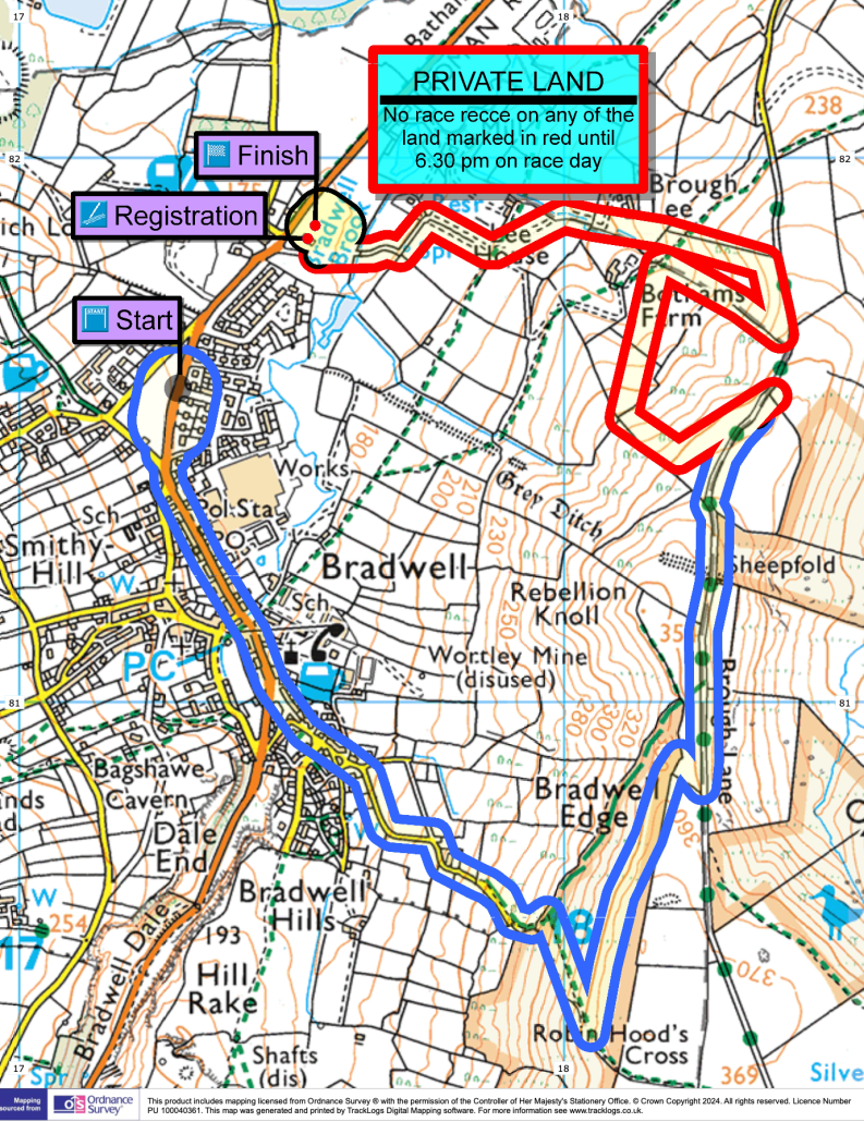 The Bradwell fell Race route 2024